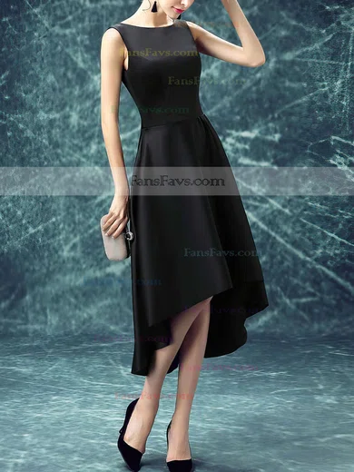 A-line Scoop Neck Satin Asymmetrical Prom Dresses #Favs020103168