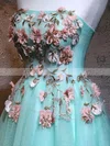 A-line Strapless Lace Tulle Knee-length Homecoming Dresses With Flower(s) #Favs020111039