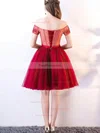 A-line Off-the-shoulder Lace Tulle Short/Mini Homecoming Dresses With Appliques Lace #Favs020111041