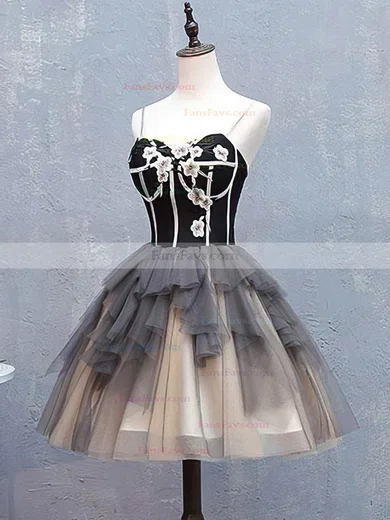 A-line Sweetheart Tulle Short/Mini Homecoming Dresses With Flower(s) #Favs020111043