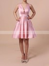 A-line V-neck Satin Short/Mini Prom Dresses #Favs020103512