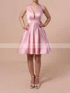 A-line V-neck Satin Short/Mini Short Prom Dresses #Favs020103512