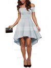 A-line Off-the-shoulder Satin Asymmetrical Prom Dresses #Favs020103520