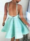 A-line Halter Satin Short/Mini Ruffles Backless Casual Short Prom Dresses #Favs020103769