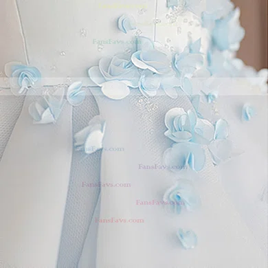 A-line Scoop Neck Satin Tulle Short/Mini Flower(s) Original Short Prom Dresses #Favs020103777