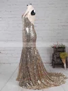 Trumpet/Mermaid V-neck Sequined Sweep Train Prom Dresses #Favs020103494