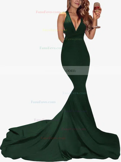 Trumpet/Mermaid V-neck Jersey Sweep Train Prom Dresses #Favs020104522