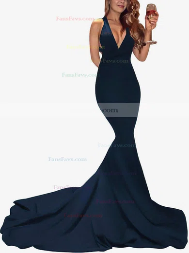 Trumpet/Mermaid V-neck Jersey Sweep Train Prom Dresses #Favs020104522