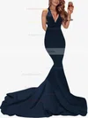 Trumpet/Mermaid V-neck Jersey Sweep Train Prom Dresses #Favs020104522