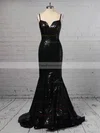 Trumpet/Mermaid V-neck Sequined Sweep Train Split Front Prom Dresses #Favs020103699