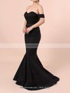 Trumpet/Mermaid Off-the-shoulder Silk-like Satin Floor-length Split Front Prom Dresses #Favs020103751