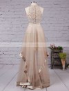 A-line Scoop Neck Tulle Floor-length Beading Prom Dresses #Favs020102393