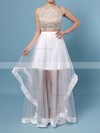 A-line Scoop Neck Tulle Floor-length Beading Prom Dresses #Favs020102393