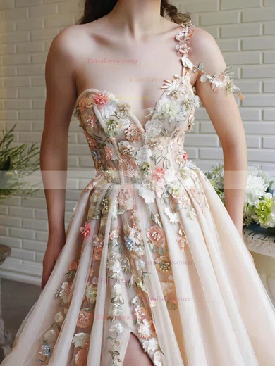 A-line Off-the-shoulder Tulle Short/Mini Prom Dresses With Lace #Favs020109535