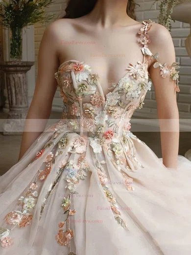 A-line Off-the-shoulder Tulle Short/Mini Prom Dresses With Lace #Favs020109535