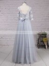 A-line Scoop Neck Tulle Floor-length Appliques Lace Prom Dresses #Favs020102645