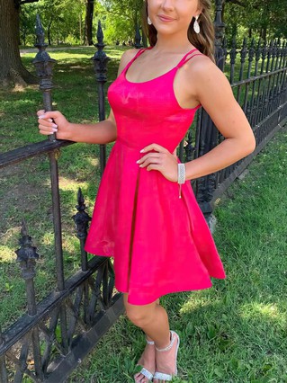 A-line Scoop Neck Satin Short/Mini Homecoming Dresses #Favs020111053