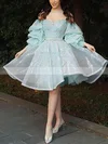 A-line Off-the-shoulder Organza Knee-length Homecoming Dresses With Sashes / Ribbons #Favs020111060