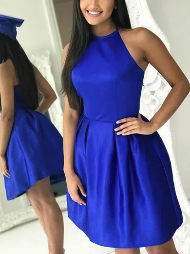 A-line Scoop Neck Satin Short/Mini Homecoming Dresses #Favs020111062