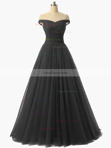 Princess Off-the-shoulder Tulle Floor-length Ruffles Prom Dresses #Favs020102678