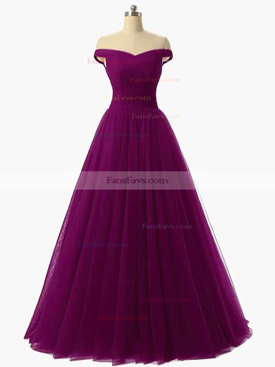 Princess Off-the-shoulder Tulle Floor-length Ruffles Prom Dresses #Favs020102678