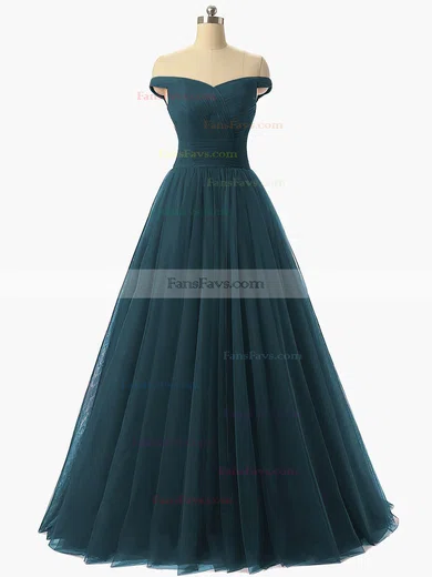 Princess Off-the-shoulder Tulle Floor-length Ruffles Prom Dresses #Favs020102678