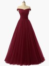 Princess Off-the-shoulder Tulle Floor-length Ruffles Prom Dresses #Favs020102678
