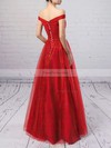 Princess Off-the-shoulder Tulle Floor-length Ruffles Prom Dresses #Favs020102678