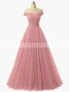 Princess Off-the-shoulder Tulle Floor-length Ruffles Prom Dresses #Favs020102678