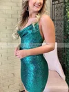 Sheath/Column Cowl Neck Sequined Short/Mini Homecoming Dresses #Favs020111079