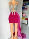 Sheath/Column Scoop Neck Velvet Short/Mini Homecoming Dresses With Crystal Detailing #Favs020111116
