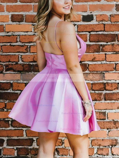 A-line V-neck Satin Short/Mini Homecoming Dresses #Favs020111121