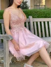A-line V-neck Tulle Short/Mini Homecoming Dresses With Lace #Favs020111123