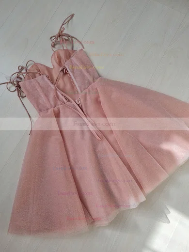 A-line Off-the-shoulder Glitter Short/Mini Homecoming Dresses With Ruffles #Favs020111135