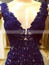 Trumpet/Mermaid V-neck Tulle Sweep Train Appliques Lace Prom Dresses #Favs020103519