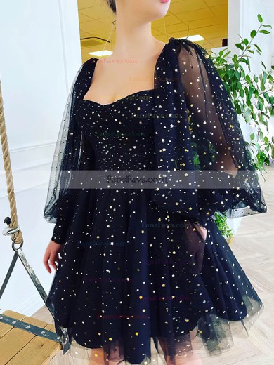 A-line V-neck Tulle Short/Mini Homecoming Dresses #Favs020111138