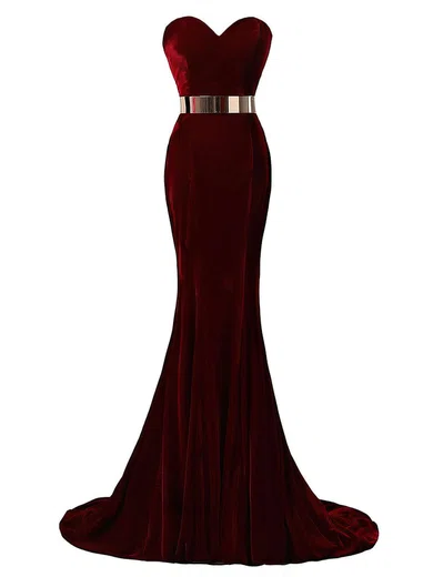 Trumpet/Mermaid Sweetheart Velvet Sweep Train Sashes / Ribbons Prom Dresses #Favs020103539
