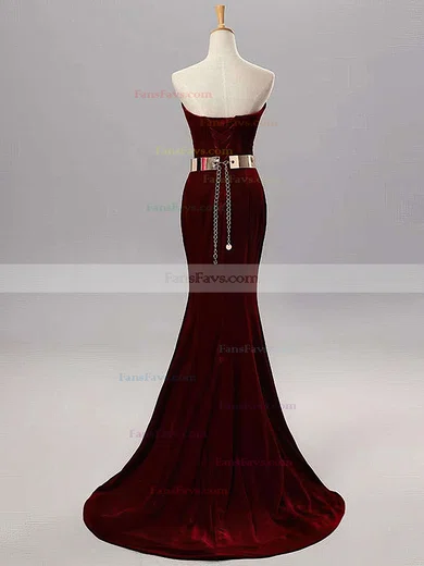Trumpet/Mermaid Sweetheart Velvet Sweep Train Sashes / Ribbons Prom Dresses #Favs020103539
