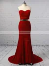 Trumpet/Mermaid Sweetheart Velvet Sweep Train Sashes / Ribbons Prom Dresses #Favs020103539