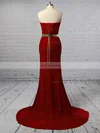 Trumpet/Mermaid Sweetheart Velvet Sweep Train Sashes / Ribbons Prom Dresses #Favs020103539