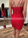 Sheath/Column V-neck Jersey Short/Mini Homecoming Dresses With Beading #Favs020111176