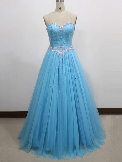 Ball Gown Sweetheart Tulle Floor-length Lace Prom Dresses #Favs020104337