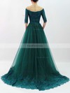 A-line Off-the-shoulder Lace Tulle Floor-length Appliques Lace Prom Dresses #Favs020104467