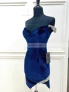 Sheath/Column Off-the-shoulder Velvet Short/Mini Homecoming Dresses With Beading #Favs020111192