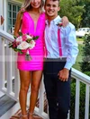 Sheath/Column V-neck Jersey Short/Mini Homecoming Dresses #Favs020111197