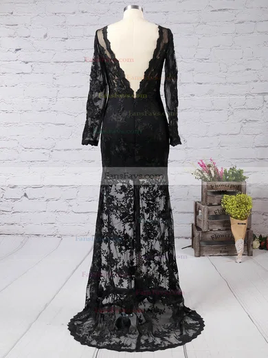 Trumpet/Mermaid Scalloped Neck Tulle Floor-length Appliques Lace Prom Dresses #Favs02015408