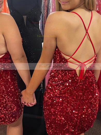 Sheath/Column V-neck Sequined Short/Mini Homecoming Dresses #Favs020111207