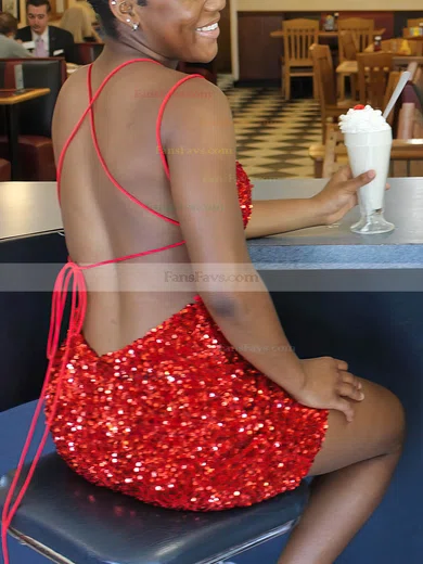 Sheath/Column Scoop Neck Sequined Short/Mini Homecoming Dresses #Favs020111224