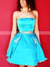 A-line Strapless Satin Short/Mini Homecoming Dresses With Pockets #Favs020111237