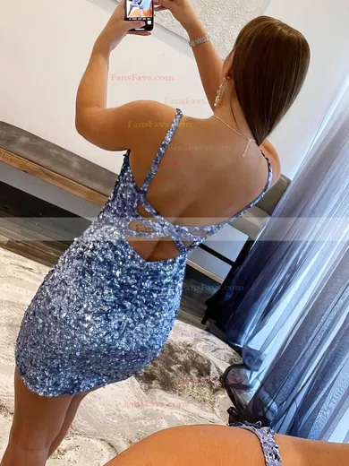 Sheath/Column V-neck Sequined Short/Mini Homecoming Dresses #Favs020111253